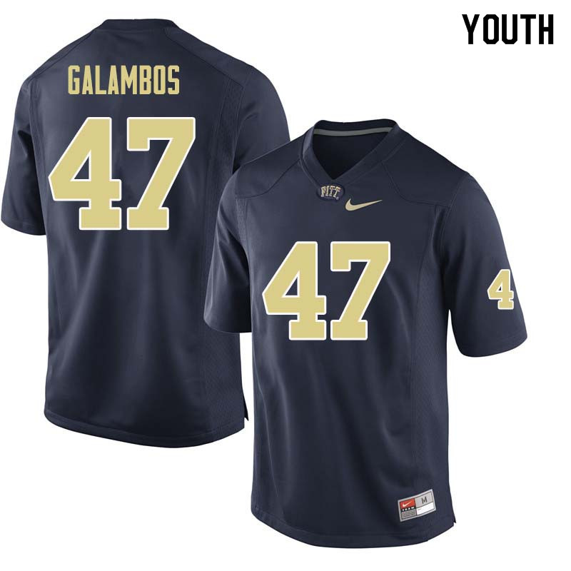 Youth #47 Matt Galambos Pittsburgh Panthers College Football Jerseys Sale-Navy